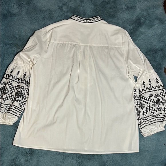 Chico’s White Blouse with Black Embroidery and Beading - Picture 5 of 5